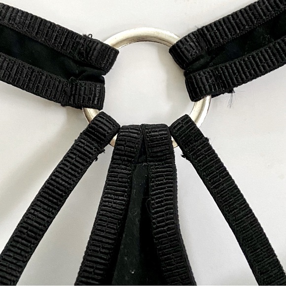 ARDENE Move Padded Bra Black Strappy Unique Silver Chrome Hardware Design - Picture 3 of 11